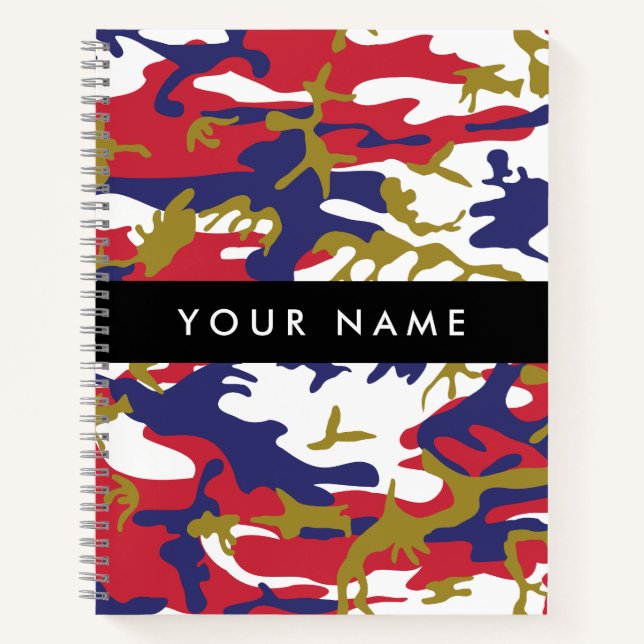 Independence day Camouflage Your name Personalize Notebook (Front)