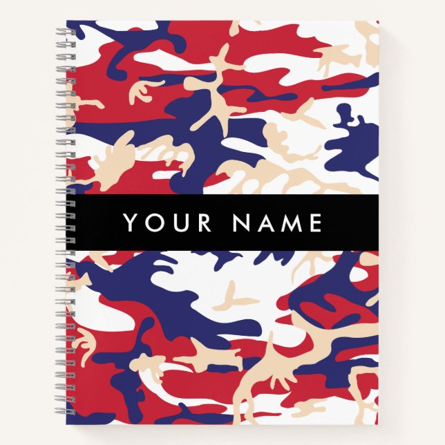 Independence day Camouflage Your name Personalize Notebook (Front)