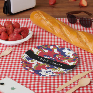 Independence day Camouflage Your name Personalize Paper Plate