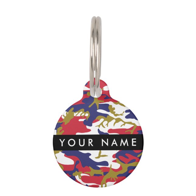 Independence day Camouflage Your name Personalize Pet Tag (Front)