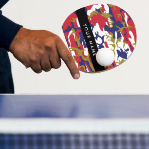 Independence day Camouflage Your name Personalize Ping Pong Paddle