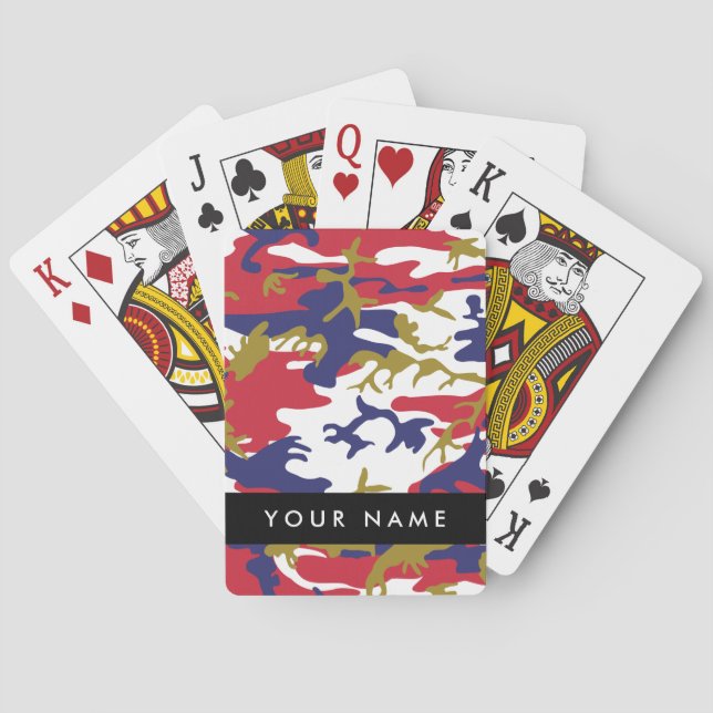 Independence day Camouflage Your name Personalize Playing Cards (Back)