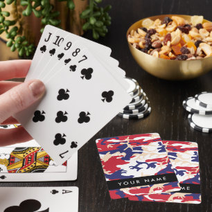 Independence day Camouflage Your name Personalize Playing Cards