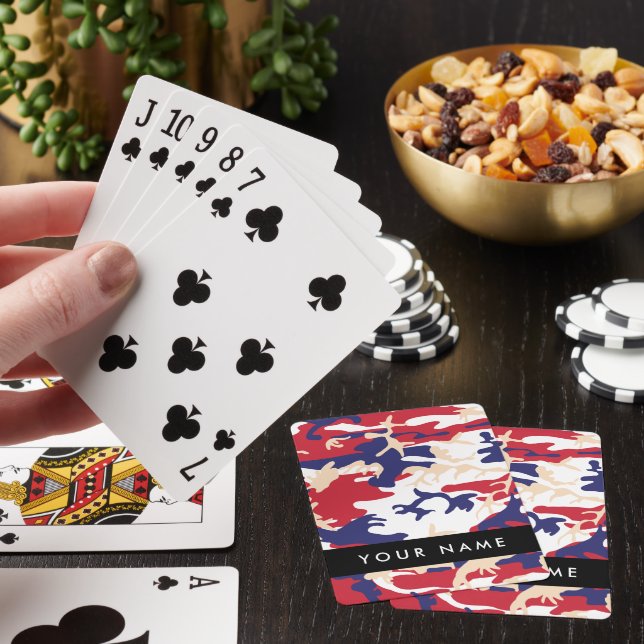 Independence day Camouflage Your name Personalize Playing Cards (In Situ)