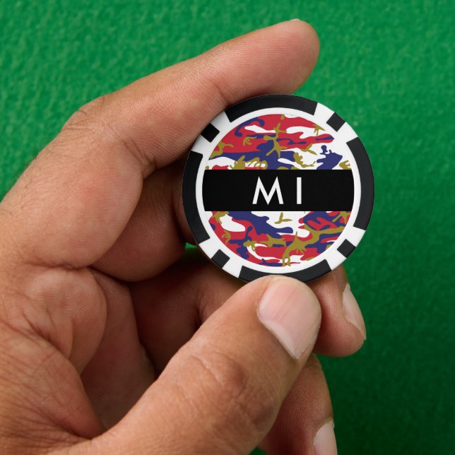 Independence day Camouflage Your name Personalize Poker Chips (Hand)