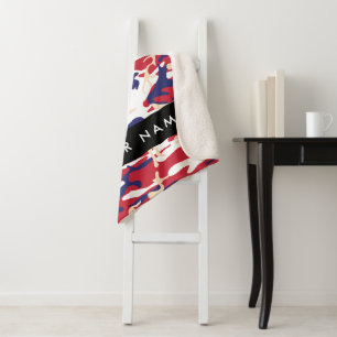 Independence day Camouflage Your name Personalize Sherpa Blanket