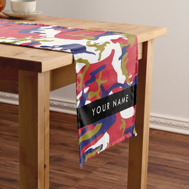 Independence day Camouflage Your name Personalize Short Table Runner (In Situ)