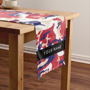 Independence day Camouflage Your name Personalize Short Table Runner