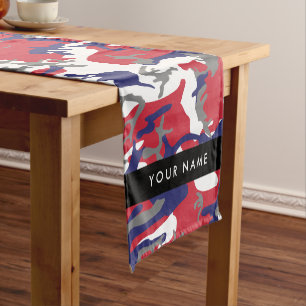 Independence day Camouflage Your name Personalize Short Table Runner