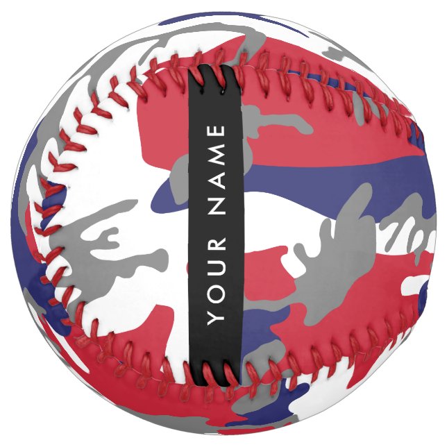 Independence day Camouflage Your name Personalize Softball (Front Left)
