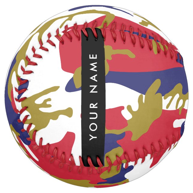 Independence day Camouflage Your name Personalize Softball (Front Left)