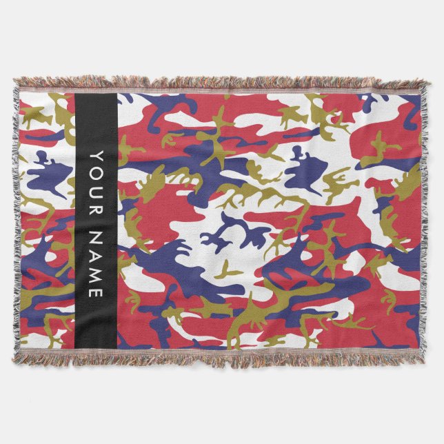 Independence day Camouflage Your name Personalize Throw Blanket (Front)