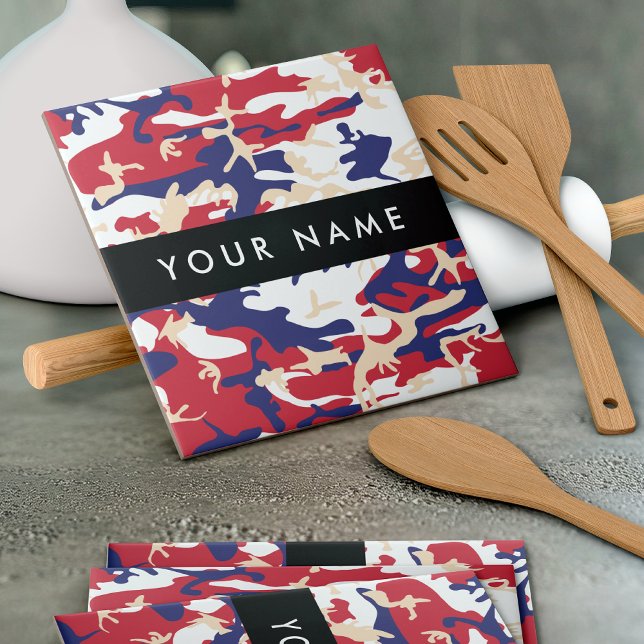Independence day Camouflage Your name Personalize Tile (Creator Uploaded)