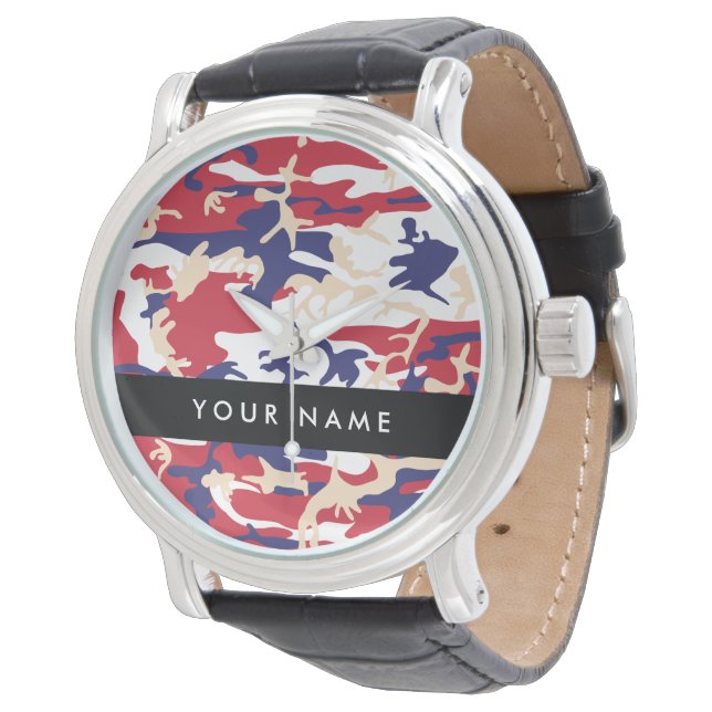 Independence day Camouflage Your name Personalize Watch (Angled)