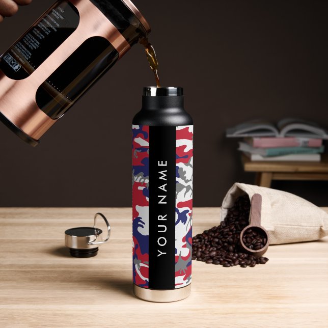 Independence day Camouflage Your name Personalize Water Bottle (Coffee)