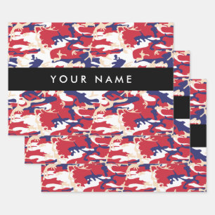 Independence day Camouflage Your name Personalize Wrapping Paper Sheet
