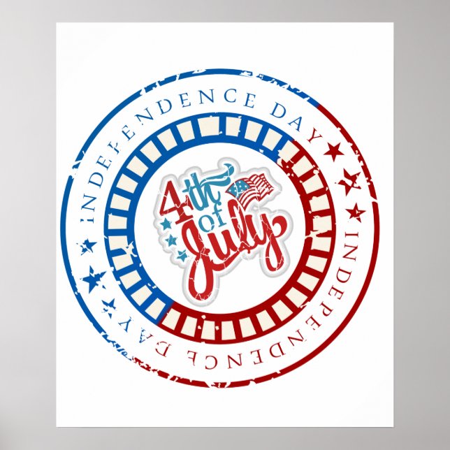 Independence Day circle with 4th of July in middle Poster (Front)