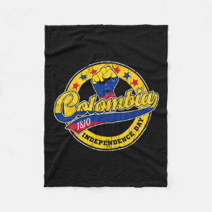 Independence Day Colombia Flag Retro Vintage Style Fleece Blanket