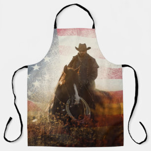Independence Day cowboy image. Apron