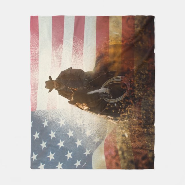 Independence Day cowboy image. Fleece Blanket (Front)