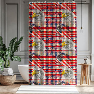 Independence Day Curtain Eagle & Flag Display