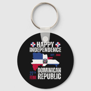Independence Day Dominican Republic Flag And Map Keychain