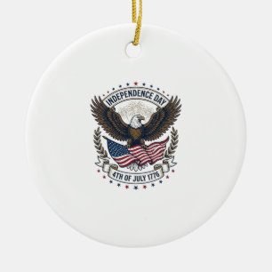 Independence Day Eagle Flag Vintage Shirt Design_1 Ceramic Ornament