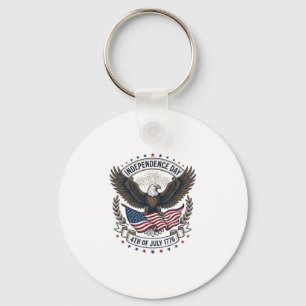 Independence Day Eagle Flag Vintage Shirt Design_1 Keychain