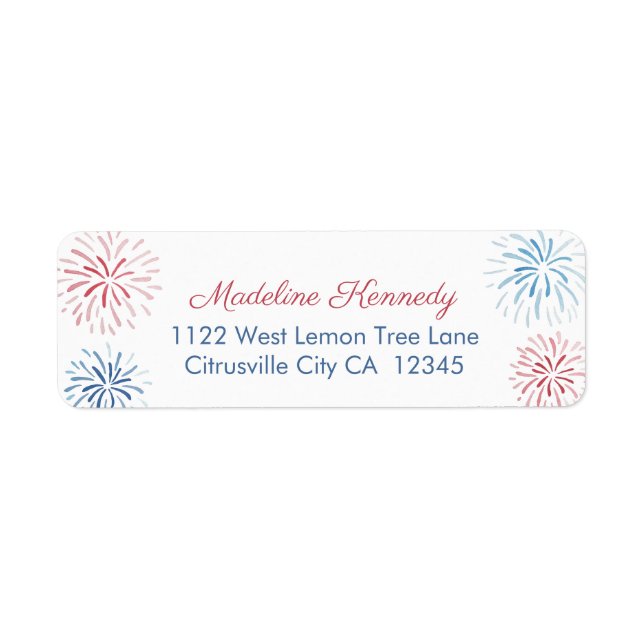 Independence Day Firework Bursts Return Address (Front)