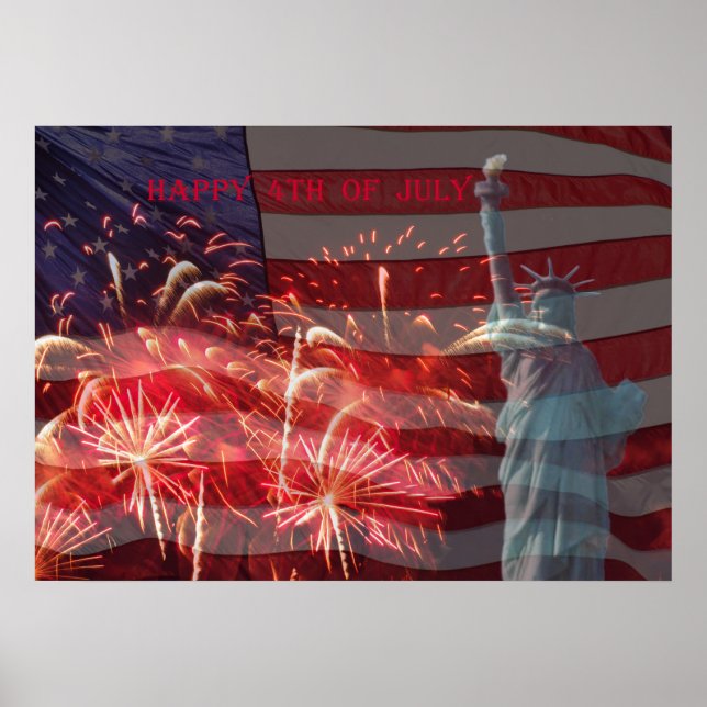 Independence Day Firework & Statue of Liberty Poster (Front)