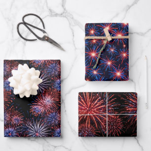 Independence Day Fireworks 4th of July Wrapping Paper Sheet