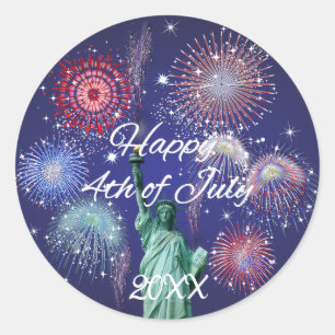Independence Day Fireworks Classic Round Sticker