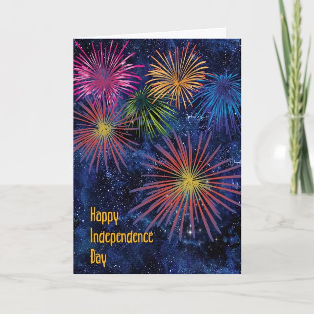 Independence Day Fireworks on Dark Sky Card (Front)