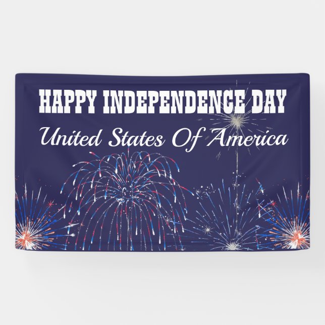Independence Day Fireworks Personalized Banner (Horizontal)