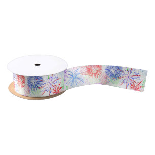 Independence Day Fireworks  Satin Ribbon