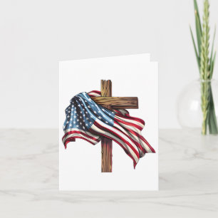 Independence Day Flag Cross Print  Card