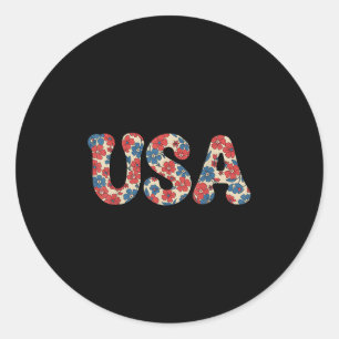 Independence Day Floral Usa Coquette Bow 4th Of Ju Classic Round Sticker