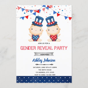 Independence day gender reveal party invitation