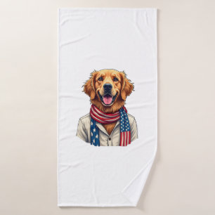 Independence Day Golden Retriever Vintage Shirt 2 Bath Towel