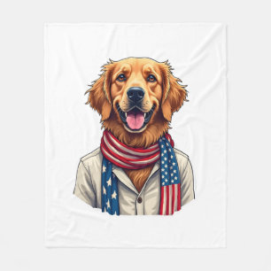 Independence Day Golden Retriever Vintage Shirt 2 Fleece Blanket