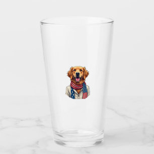 Independence Day Golden Retriever Vintage Shirt 2 Glass