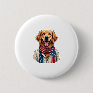 Independence Day Golden Retriever Vintage Shirt 2 Inch Round Button