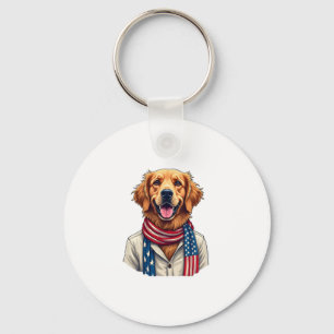 Independence Day Golden Retriever Vintage Shirt 2 Keychain