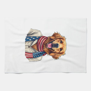 Independence Day Golden Retriever Vintage Shirt 2 Kitchen Towel