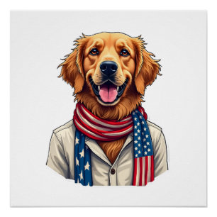 Independence Day Golden Retriever Vintage Shirt 2 Poster