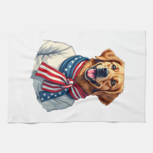 Independence Day Golden Retriever Vintage Shirt 3 Kitchen Towel