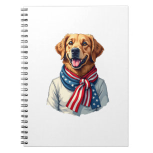 Independence Day Golden Retriever Vintage Shirt 3 Notebook