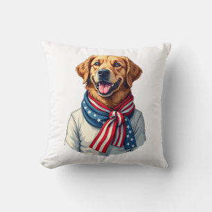 Independence Day Golden Retriever Vintage Shirt 3 Throw Pillow