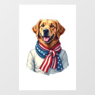 Independence Day Golden Retriever Vintage Shirt 3 Window Cling