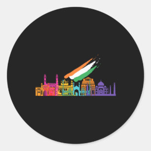 Independence Day Graphic Tees Love Travel India Vi Classic Round Sticker